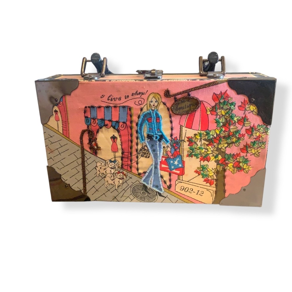 Cigar Box-Inspired Handbag With Bamboo Handles & Gingham Lining